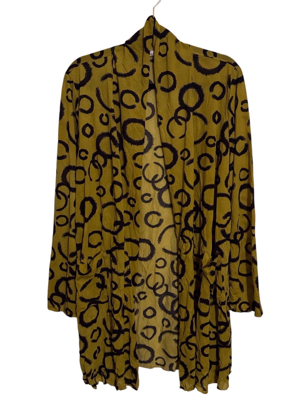 Chalet Et Ceci Size X-Large Black Green Top Geometric Duster Lagenlook Artsy